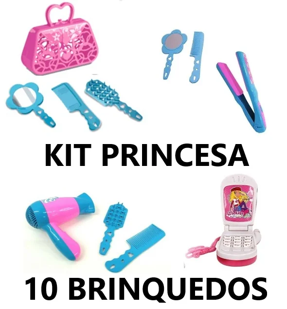Kit de Brinquedos Salão de Beleza Infantil Faz de Conta