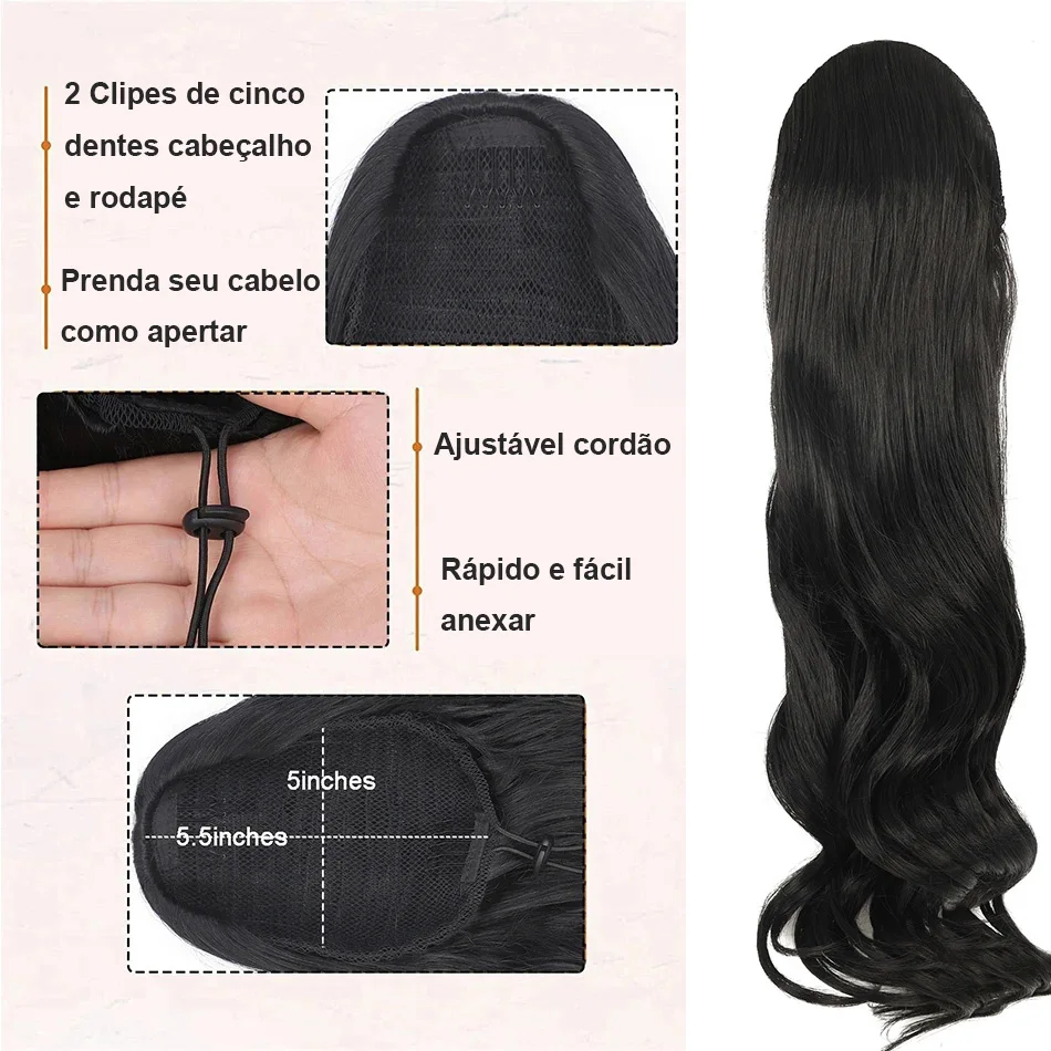 Rabo de Cavalo Longo Ondulado em Bio Fibra com Presilha - Imagem 3