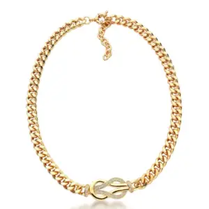 Colar Grumet com Pingente Infinito Nó Cravejado Ouro 18k