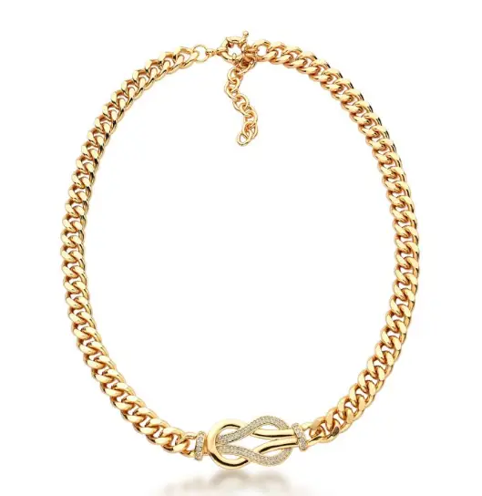 Colar Grumet com Pingente Infinito Nó Cravejado Ouro 18k