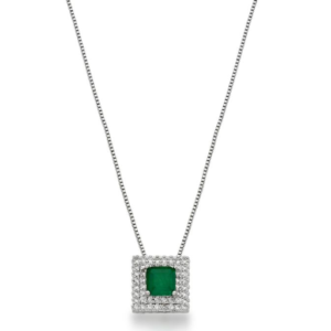 Colar Veneziana com Pedra Fusion Esmeralda e Cristais