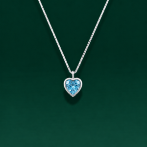 Colar Ponto de Luz Coração Azul Tiffany em Prata 925